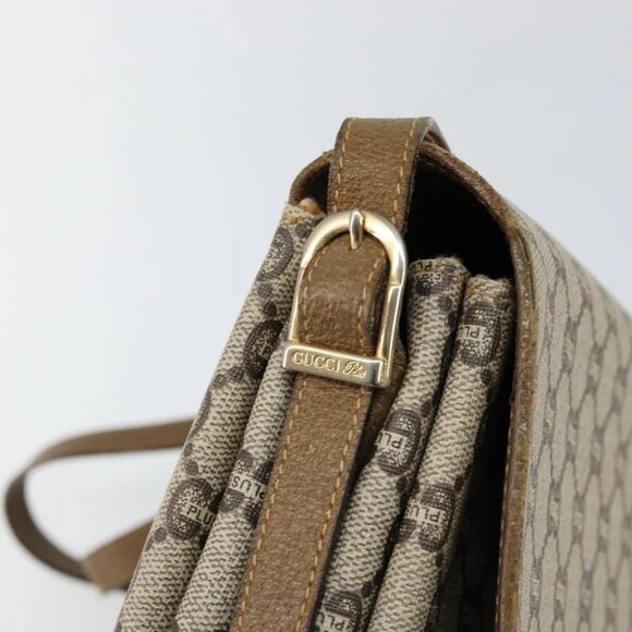 GUCCI GG PLUS Canvas Shoulder Bag PVC Leather Beige - Picture 11 of 16